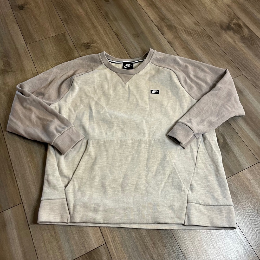 Nike Men's XL Crewneck \Sweatshirt‎ Beige Heathered Pocket Sportswear